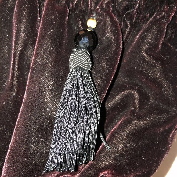 whiting & davis stunning vintage burgundy HOLIDAY velvet cinch cross body purse - Picture 4 of 6